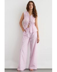 Hiccup - Wide Leg Striped Pants With Elastic Waist - Lyst