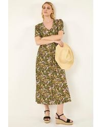 Roman - Floral Print Button Midi Dress - Lyst
