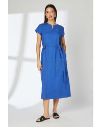 PRINCIPLES - Linen Blend Ring Detail Midi Dress Viscose - Lyst