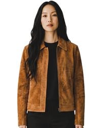 Infinity Leather - Suede Bomber Blouson Varsity Jacket - Lyst