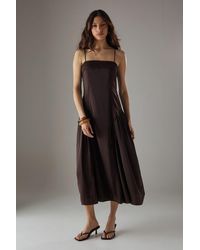 Warehouse - Satin Lace Trim Detail Godet Strappy Midi Dress - Lyst