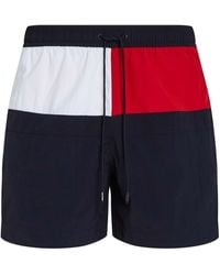 Tommy Hilfiger - Vlag Middellange Zwemshorts In Blauw - Lyst
