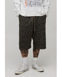 BoohooMAN - Leopard Printed Washed Jersey Bermuda Jort - Lyst