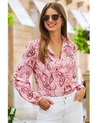 Sosandar - Paisley Print Blouson Sleeve Shirt Denim - Lyst