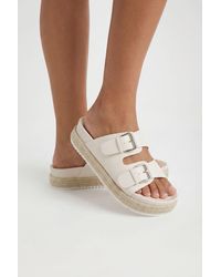 Boohoo - Buckle Detail Double Strap Platform Sliders - Lyst