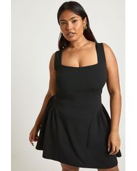 Boohoo - Plus Square Neck Full Skirt Mini Dress - Lyst