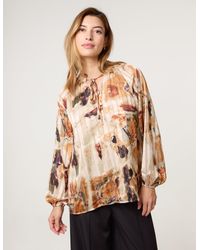Blue Vanilla - Printed Tie Neck Blouse - Lyst
