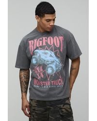 BoohooMAN - Oversized Acid Wash Big Foot License Print T-Shirt - Lyst