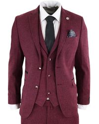 TruClothing - 3 Piece Herringbone Wool Tweed Retro Suit Velvet - Lyst