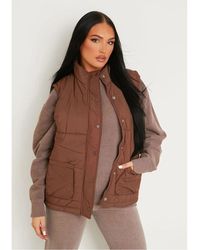 Missy Empire - Missy Empire Detail Sleeveless Padded Gilet - Lyst
