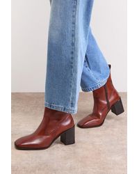 Oasis - Lauren Leather Block Mid Heel Chelsea Boot - Lyst