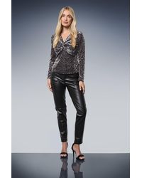Wallis - Petite Devore Jersey Twist Top - Lyst