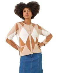 Roman - Geometric Buttoned Knit Cardigan - Lyst