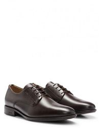 BOSS - Boss Colby Leather Derby Shoes With Embossed Logo - Lyst