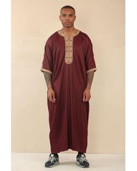 Thobez - Burgundy Moroccan Thobe Jubba Robe Eid Djellaba Gandoura - Lyst