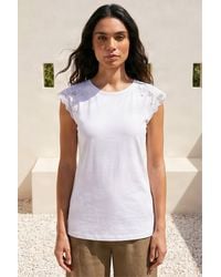 Roman - Cotton Lace Cut Out Detail Top - Lyst