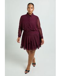 Boohoo - Plus Collared Drop Hem Skater Dress - Lyst