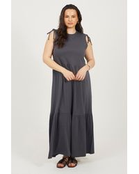 Brave Soul - Curve Cotton Ruched Shoulder Tiered Maxi Dress - Lyst