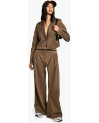 Boohoo - Tailored Pleated Wide Leg Trousers - Lyst