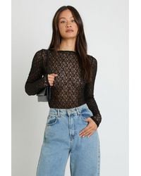Boohoo - Tall Lace Long Sleeve Bodysuit - Lyst