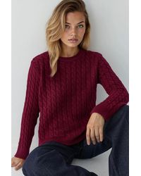 Hiccup - Thick Hair Braid Knit Sweater With Crew Neck - Lyst