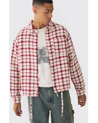 BoohooMAN - Bungee Hem Flannel Overshirt - Lyst