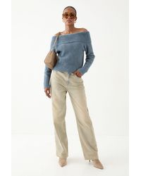 MissPap - Eyelash Knit Fold Over Detail Top - Lyst