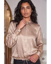 Roman - Crinkle Satin Tie Hem Shirt - Lyst