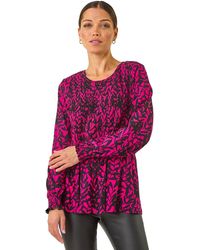 Roman - Abstract Printed Shirred Tunic Top - Lyst