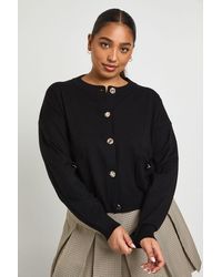 Boohoo - Plus Rib Knit Button Cardigan - Lyst
