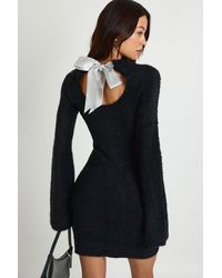 Boohoo - Tall Bow Back Detail Super Soft Knitted Mini Dress - Lyst