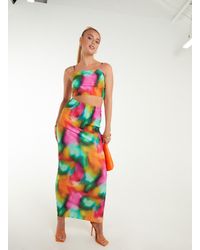 Pink Vanilla - Plisse Graphic Print Maxi Skirt - Lyst