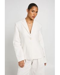 Boohoo - Linen Look Cinched Waist Blazer - Lyst