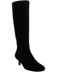 Dune - Searing Suede Kitten Heel Knee High Boots - Lyst