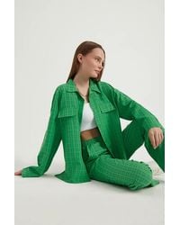 Hiccup - 2 Pieces: Checked Pocket Oversized Shirt & High Waist Elastic Straight Leg - Lyst