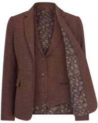TruClothing - Rust 2 Piece Set Herringbone Wool Tweed Check Blazer Waistcoat - Lyst