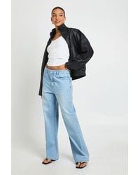 Boohoo - Embellished High Waisted Straight Leg Jean - Lyst