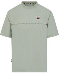 Aquascutum - Active Club Check Piping Design Salvia Light T-Shirt Cotton - Lyst