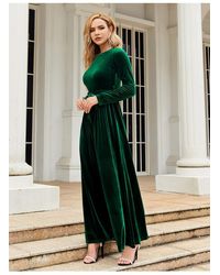 Everyday the Label - Maxi-jurk Met Stropdas Aan De Voorkant En Ronde Hals En Lange Mouwen - Lyst