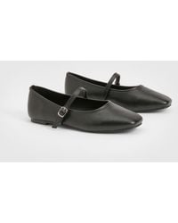 Boohoo - Wide Fit Square Toe Mary Jane Ballets - Lyst