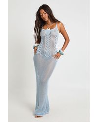 Boohoo - Beach Crochet Tie Back Maxi Dress - Lyst