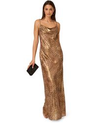 Adrianna Papell - Printed Chiffon Long Dress - Lyst