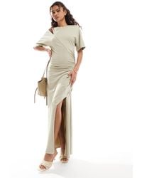 ASOS - Slash Ruched Front T-Shirt Maxi Dress - Lyst