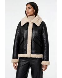 Elle - Jocelyn Faux-Shearling Aviator Jacket - Lyst