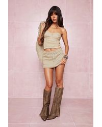 Boohoo - Tinted Wash Denim Mini Skirt - Lyst