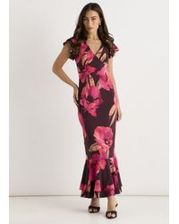 Gini London - Ruffle Sleeve Floral Maxi Dress - Lyst