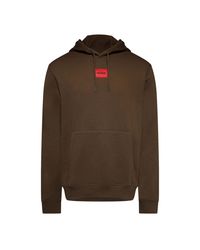 HUGO - Cotton Terry Hoodie With Logo Label - Lyst