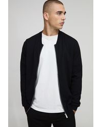 BoohooMAN - Regular Fit Smart Knitted Bomber Jacket - Lyst