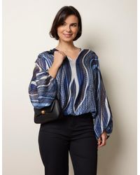 Blue Vanilla - Swirl And Dot Print V Neck Metallic Blouse - Lyst