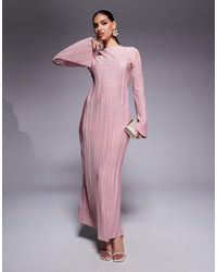 ASOS - Low Back Plisse Maxi Dress With Angel Sleeves - Lyst